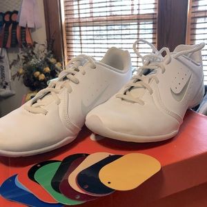 White cheer shoes with color adjustable side logo!